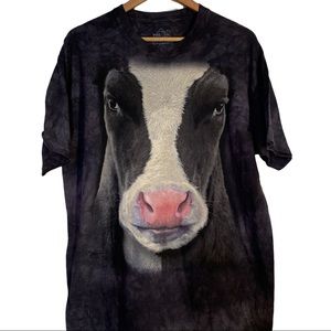 The Mountain T-Shirt Black Cow Face Cattle Tie Dye Shirt NEW
